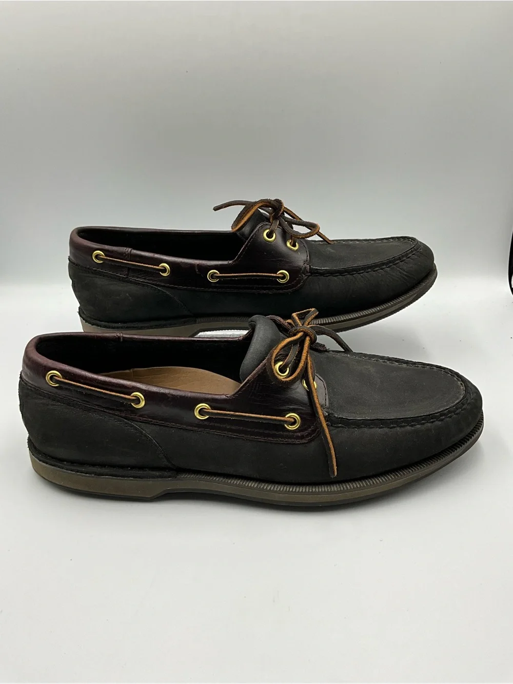 Rockport Boat Shoe Size 10.5 Black and Brown Leather Boat Shoes